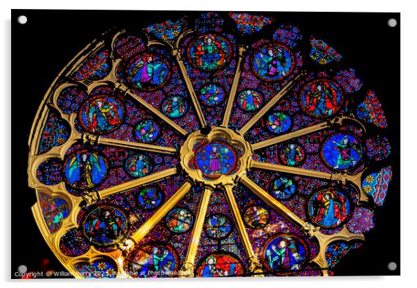 Angels Rose Window St John Baptist Cathedral Basilica Lyon Franc Acrylic by William Perry