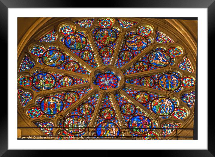 Christ Rose Window St John Baptist Cathedral Basilica Lyon Franc Framed Mounted Print by William Perry