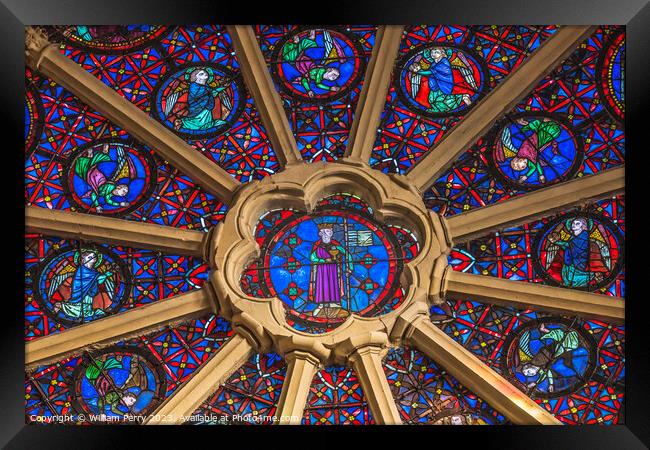 Angels Rose Window St John Baptist Cathedral Lyon France Framed Print by William Perry