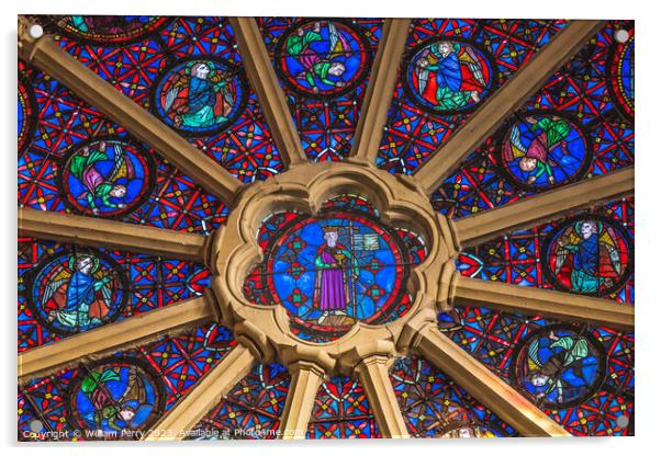 Angels Rose Window St John Baptist Cathedral Lyon France Acrylic by William Perry