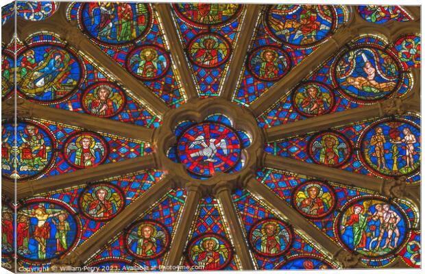 Christ Rose Window St John Baptist Cathedral Basilica Lyon Franc Canvas Print by William Perry
