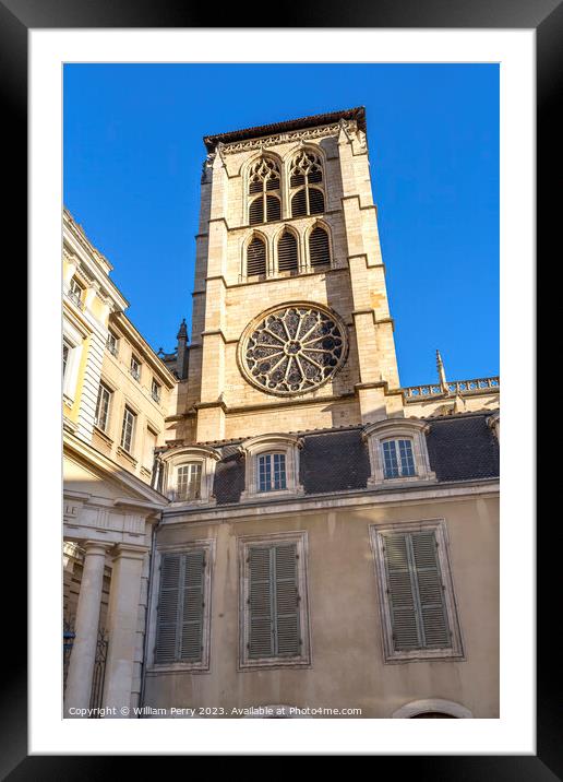 St John the Baptist Cathedral Outside Plaza Lyon France Framed Mounted Print by William Perry