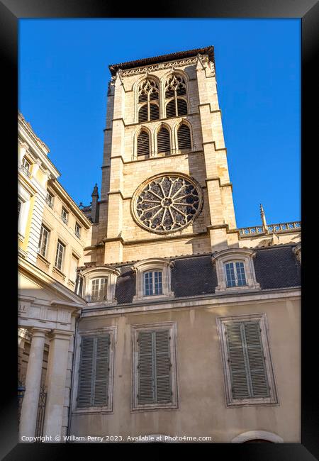 St John the Baptist Cathedral Outside Plaza Lyon France Framed Print by William Perry