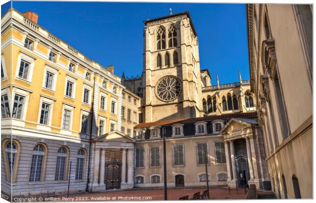 St John the Baptist Cathedral Outside Plaza Lyon France Canvas Print by William Perry