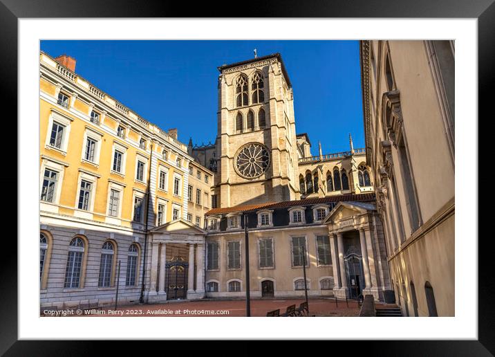 St John the Baptist Cathedral Outside Plaza Lyon France Framed Mounted Print by William Perry