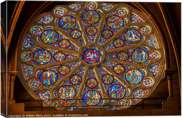 Christ Rose Window St John Baptist Cathedral Basilica Lyon Franc Canvas Print by William Perry