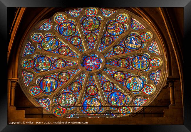 Christ Rose Window St John Baptist Cathedral Basilica Lyon Franc Framed Print by William Perry