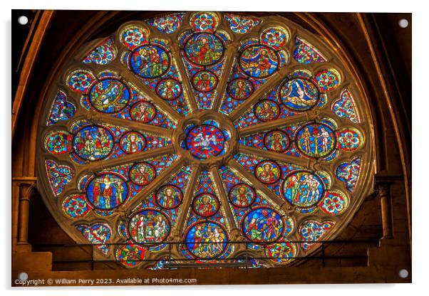 Christ Rose Window St John Baptist Cathedral Basilica Lyon Franc Acrylic by William Perry
