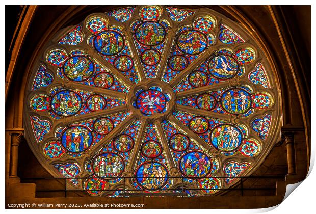 Christ Rose Window St John Baptist Cathedral Basilica Lyon Franc Print by William Perry