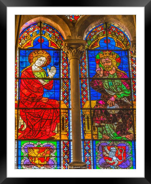 Mary Jesus Stained Glass St John Baptist Cathedral Lyon France Framed Mounted Print by William Perry