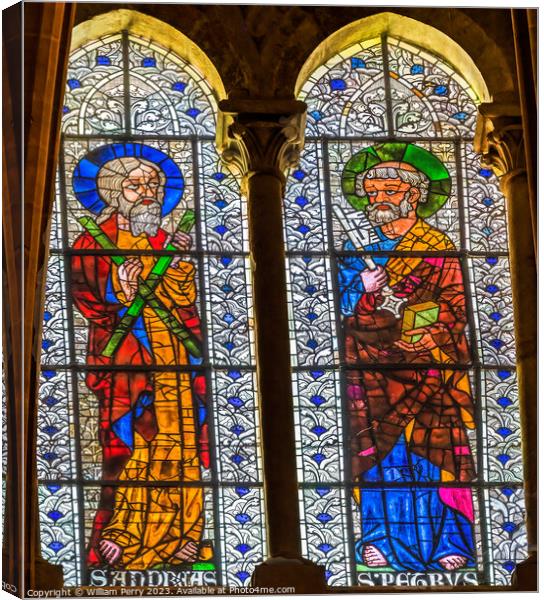 Saints Peter Stained Glass St John Baptist Cathedral Lyon France Canvas Print by William Perry