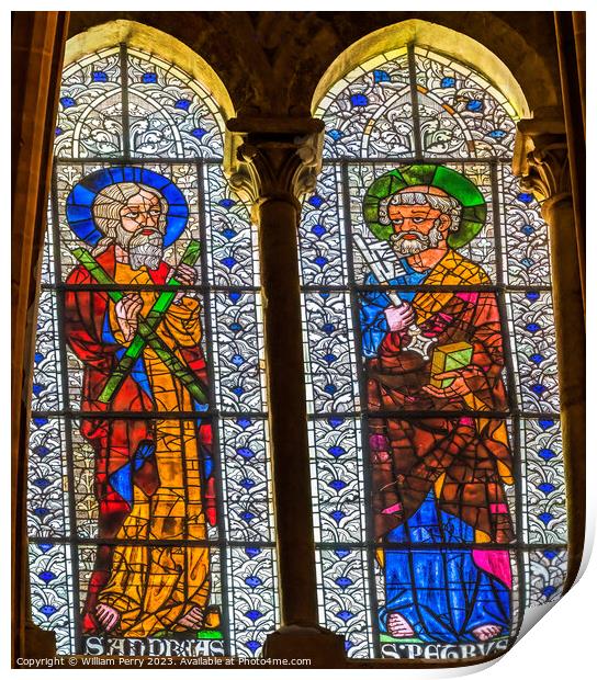 Saints Peter Stained Glass St John Baptist Cathedral Lyon France Print by William Perry