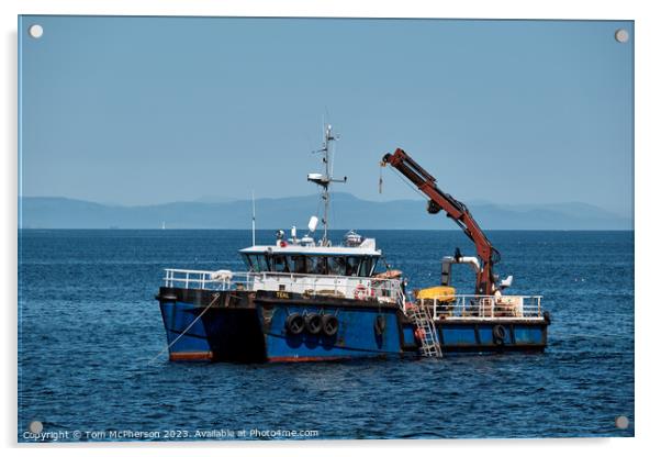 Boat off Burghead shore Acrylic by Tom McPherson