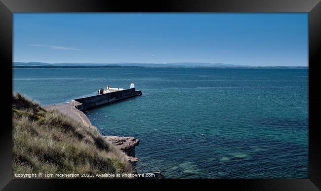Serene Beauty of Burghead North Pier Seascape Framed Print by Tom McPherson