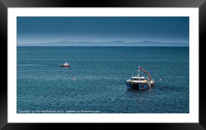 Boats in Sea in Moray Firth Seascape off Burghead Framed Mounted Print by Tom McPherson