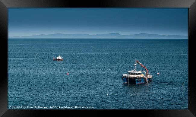 Boats in Sea in Moray Firth Seascape off Burghead Framed Print by Tom McPherson