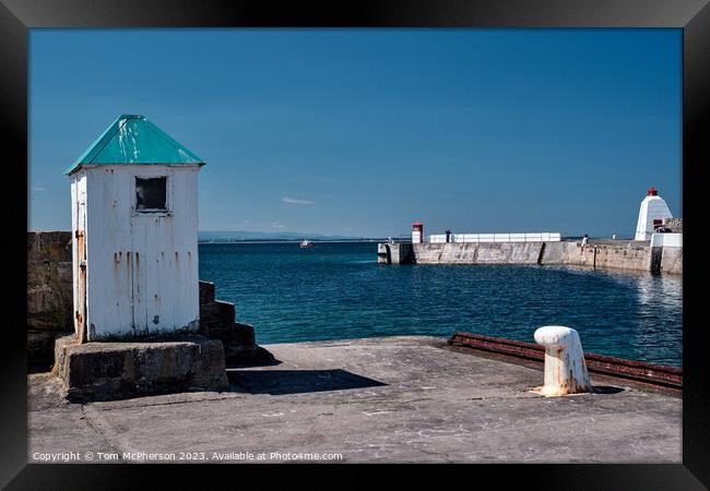 Burghead Harbour Entrance and North Pier Framed Print by Tom McPherson