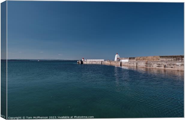 Burghead Harbour Entrance and North Pier Canvas Print by Tom McPherson