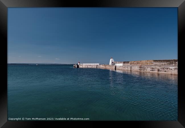 Burghead Harbour Entrance and North Pier Framed Print by Tom McPherson