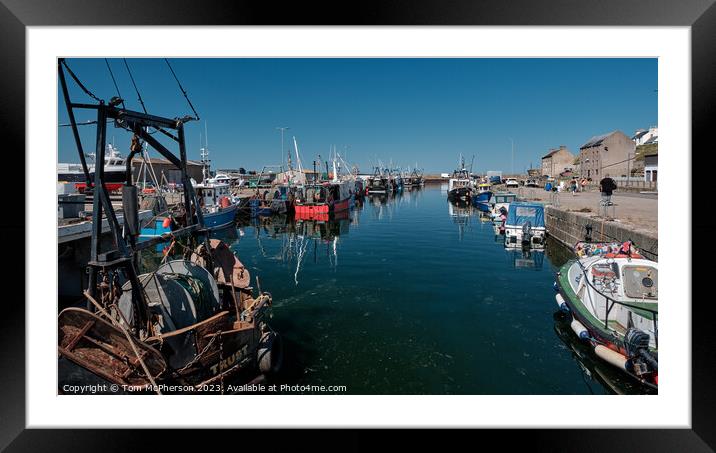 Bustling Burghead Harbor Framed Mounted Print by Tom McPherson