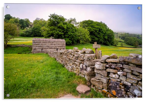 Dry Stone Walling: Muker Swaledale Acrylic by Tim Hill