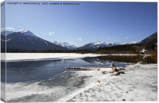 Serene Winter Wonderland - Vermilion Lake Mountain Reflection Canvas Print by rawshutterbug 