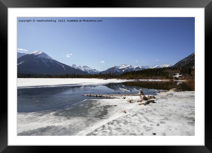 Serene Winter Wonderland - Vermilion Lake Mountain Reflection Framed Mounted Print by rawshutterbug 