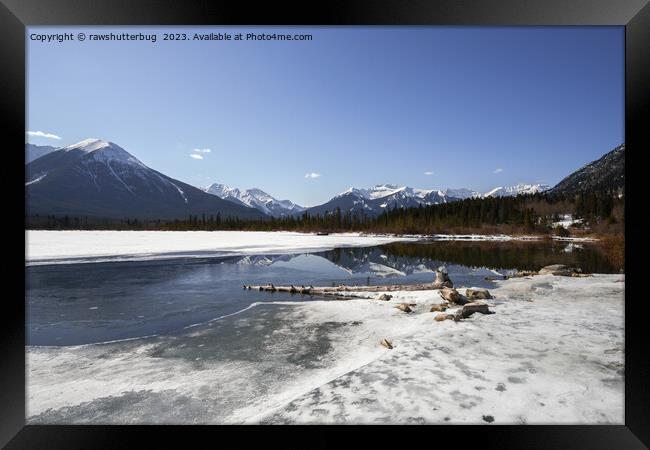 Serene Winter Wonderland - Vermilion Lake Mountain Reflection Framed Print by rawshutterbug 