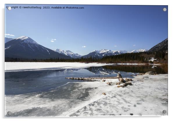 Serene Winter Wonderland - Vermilion Lake Mountain Reflection Acrylic by rawshutterbug 