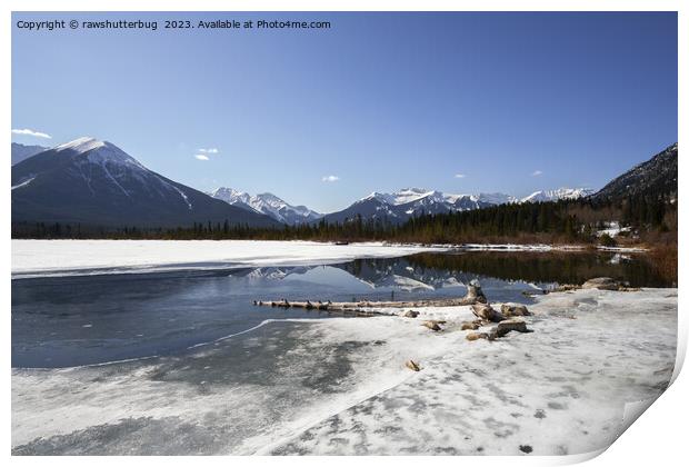 Serene Winter Wonderland - Vermilion Lake Mountain Reflection Print by rawshutterbug 
