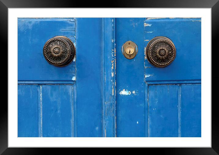 Old wooden door in the oldtown of Lisbon Framed Mounted Print by Lensw0rld 