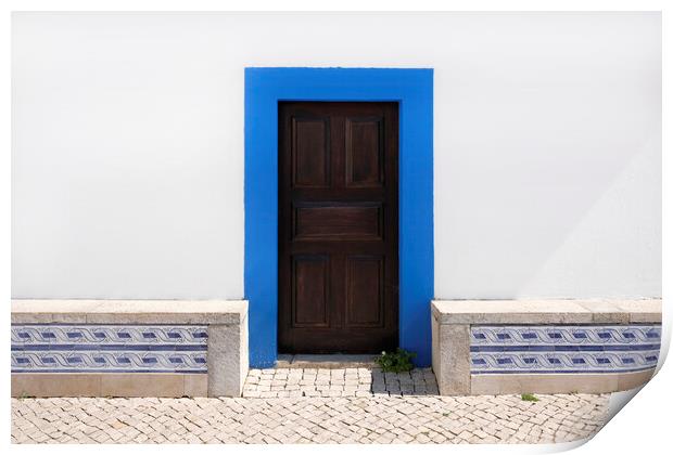 Wooden door in Ericeira, Portugal Print by Lensw0rld 