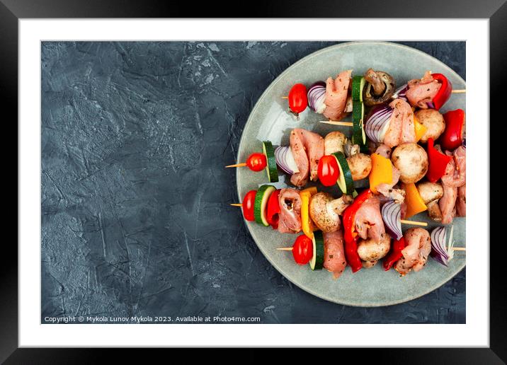 Raw shashlik and vegetables Framed Mounted Print by Mykola Lunov Mykola