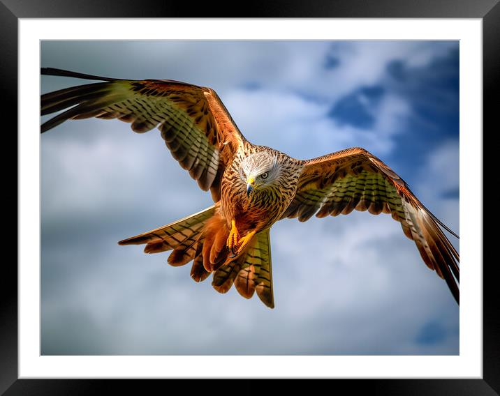 Red Kite In Flight Framed Mounted Print by Steve Smith