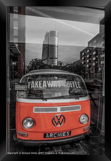 VW city Reflections Framed Print by Richard Perks