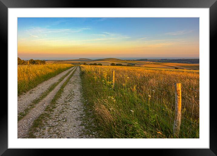 Last Light on the South Downs Way Framed Mounted Print by Malcolm McHugh