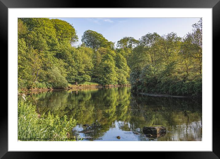Reflections on River Coquet Framed Mounted Print by Michael Birch