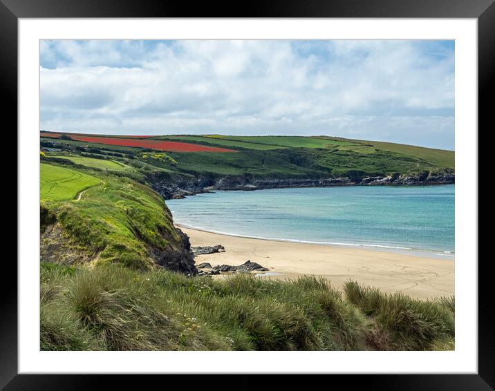 Crantock Beach and West Pentire Framed Mounted Print by Tony Twyman
