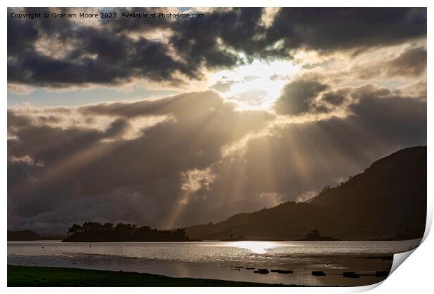Loch Leven setting sun Print by Graham Moore