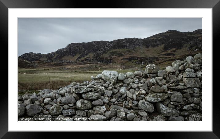 Stone Wall, Colonsay Framed Mounted Print by Philip King