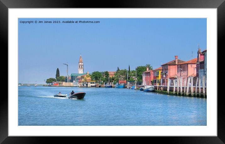 The approach to Burano - Panorama Framed Mounted Print by Jim Jones