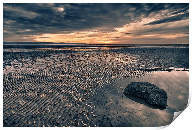 Beach HDR Triptych 2 of 3 Print by Orange FrameStudio