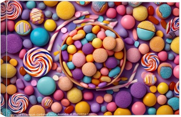 Abstract background with colored candies. Ai gener Canvas Print by Joaquin Corbalan