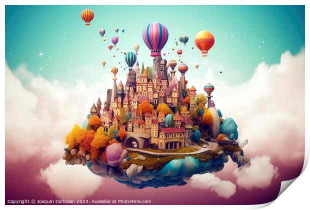 A dream world inside a bubble passing time, illust Print by Joaquin Corbalan