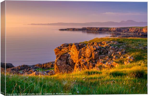 Ardnamurchan from Mull at sunset Canvas Print by geoff shoults