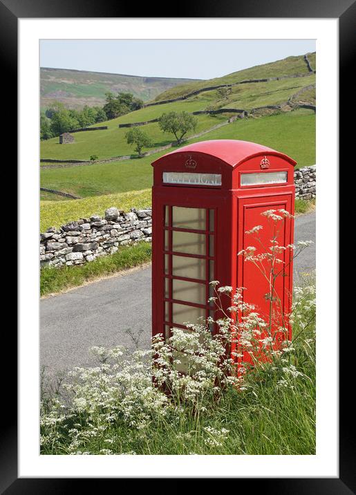 Red telephone box at Keld. Framed Mounted Print by David Birchall
