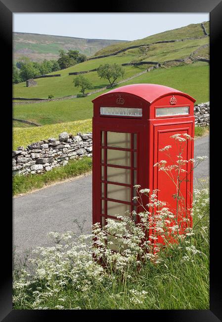 Red telephone box at Keld. Framed Print by David Birchall