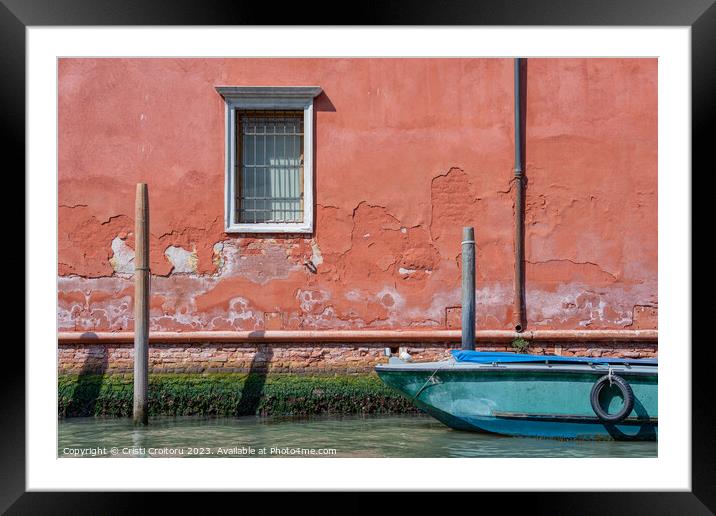 Boat in Venice. Framed Mounted Print by Cristi Croitoru