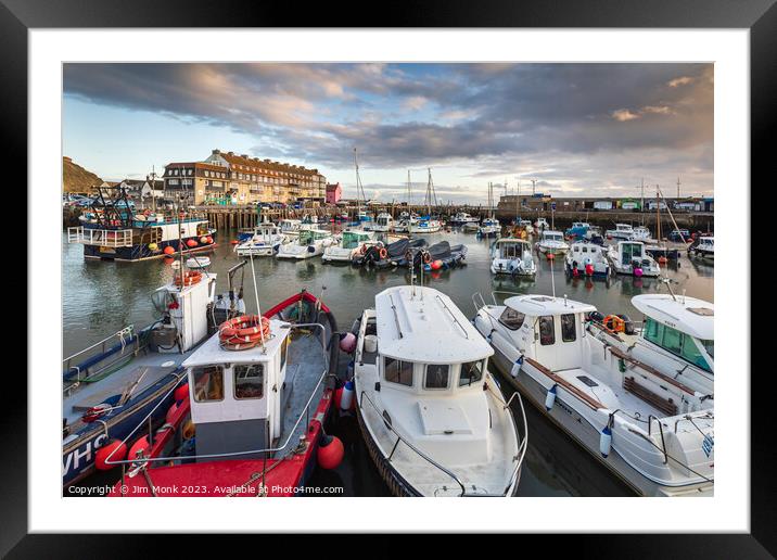 Dusk at West Bay Harbour Framed Mounted Print by Jim Monk