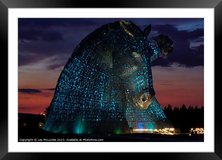 The Kelpies Blue  Framed Mounted Print by Les McLuckie